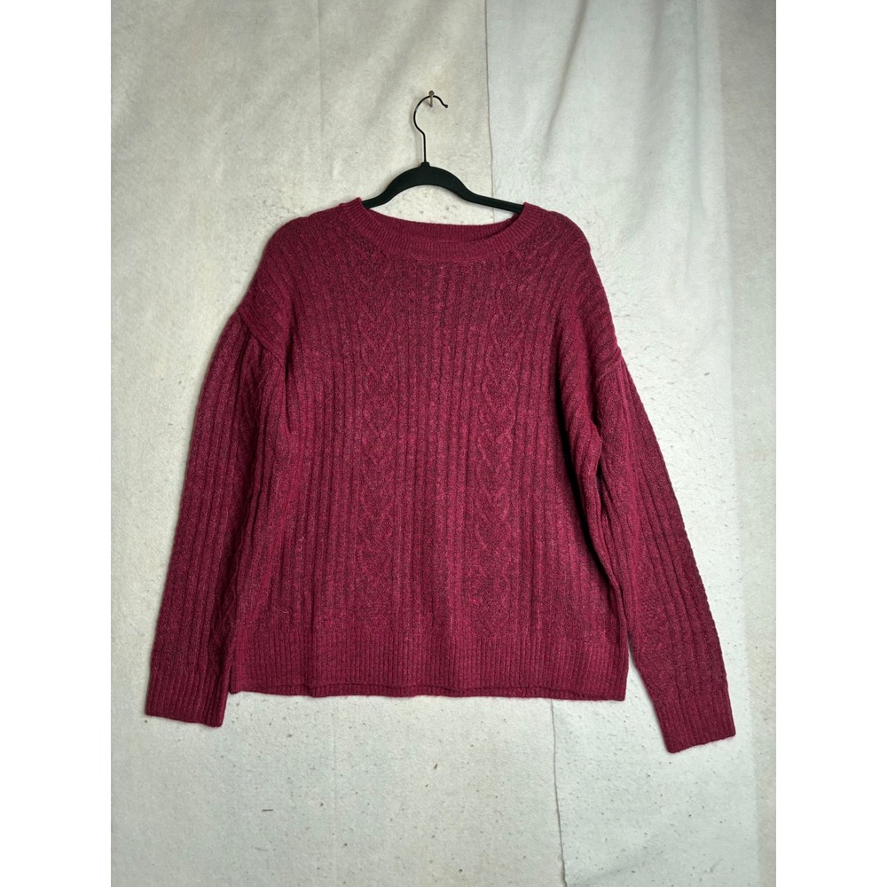 Legendary Outfitters Mens Burgundy Cable Knit Crew Neck Sweater Size Medium